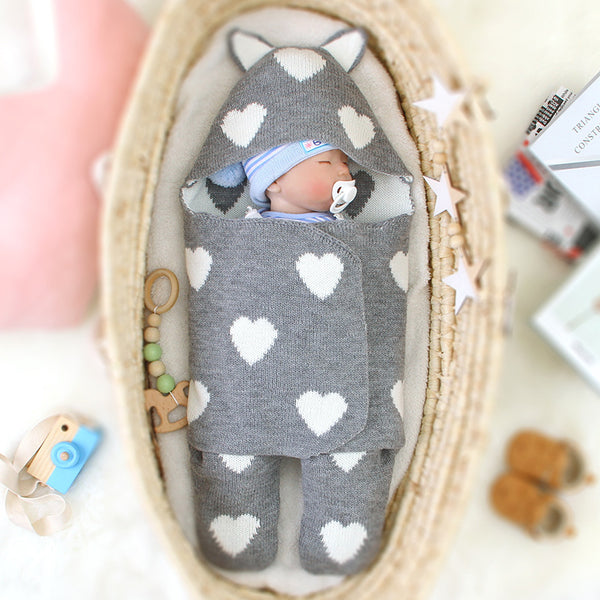 Newborn Solid Color Love Sleeping Bag Blanket Wrapped Baby Sleeping Bag