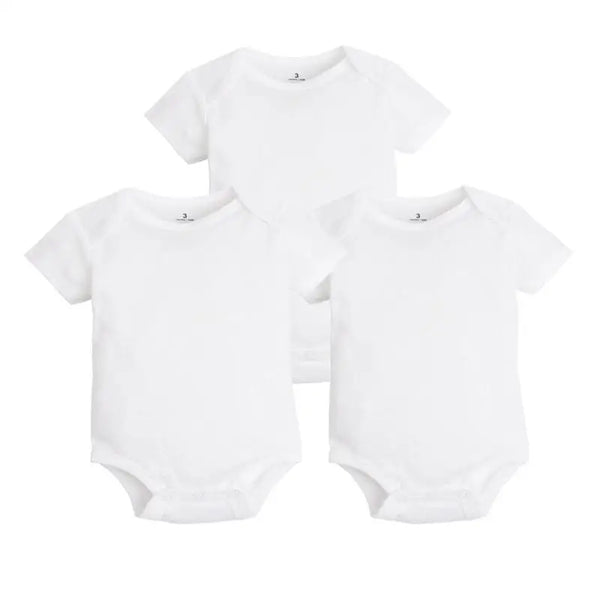 3 PCS/lot Baby White Bodysuits 100% Cotton - momchecklist