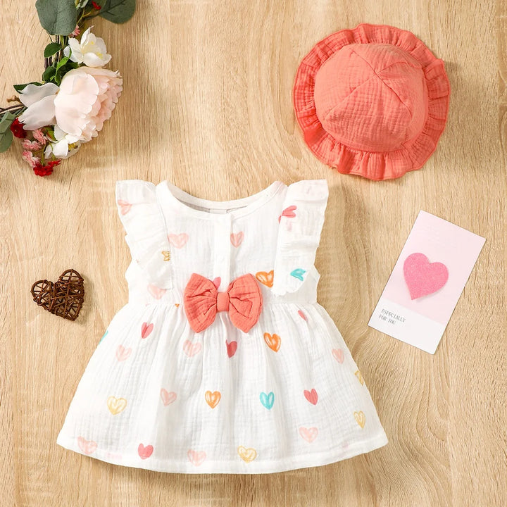 2PCS Love Print Dress Clothes Set for Newborn Baby Girls - Momchecklist