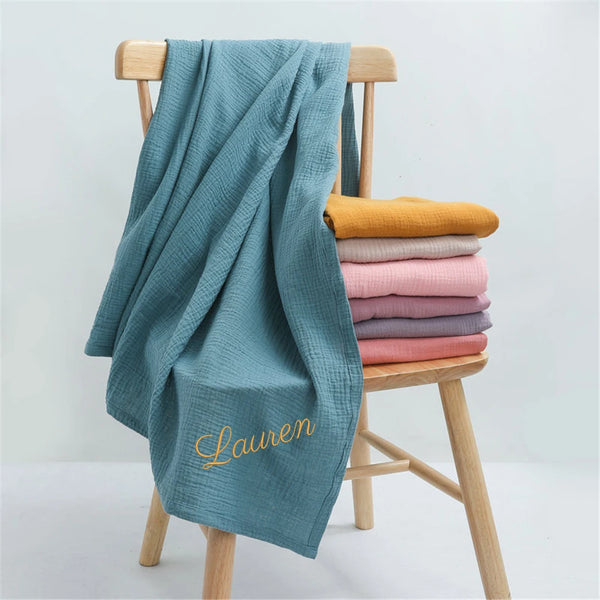 Personalized Cotton Muslin Baby Swaddle