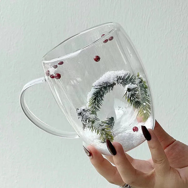 200/350ML Double Wall Clear Christmas Glass Cup