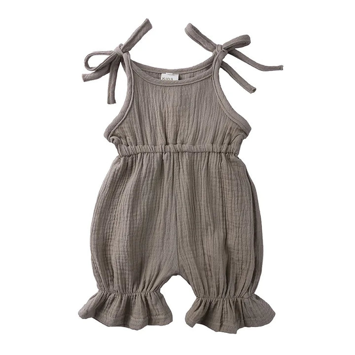 Grey baby girl cotton jumpsuit with cute design from momchecklist