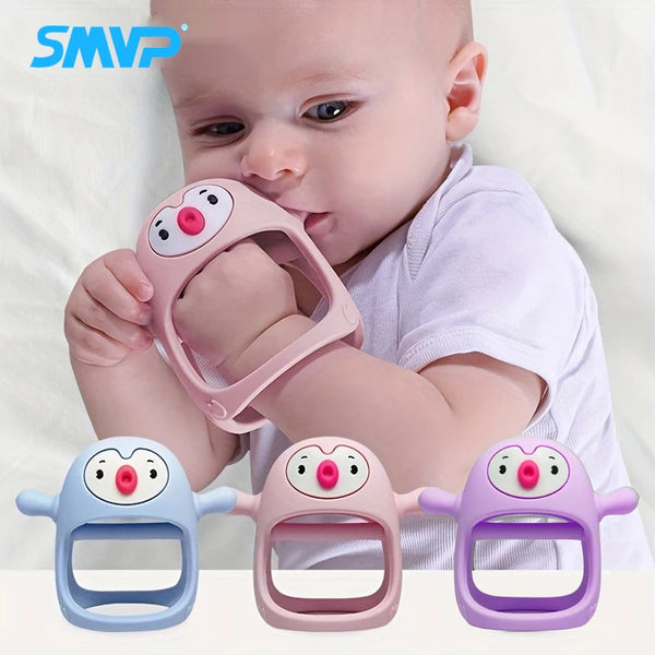 Smiley Penguin Baby Hand Never-Drop Teether-momchecklist