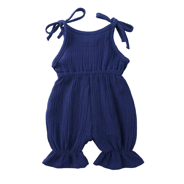 Blue baby girl cotton jumpsuit with cute design from momchecklist