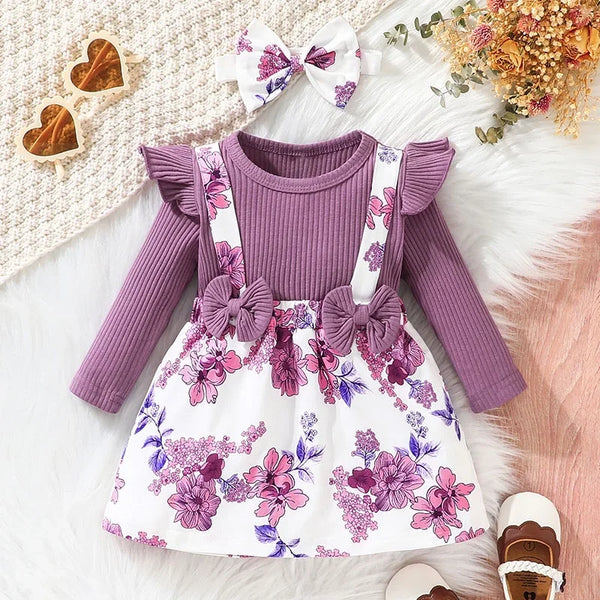 Long Sleeve Cute Floral Princess Formal Dresses