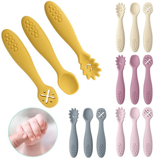 3PCS Silicone Spoon Fork  Baby Set