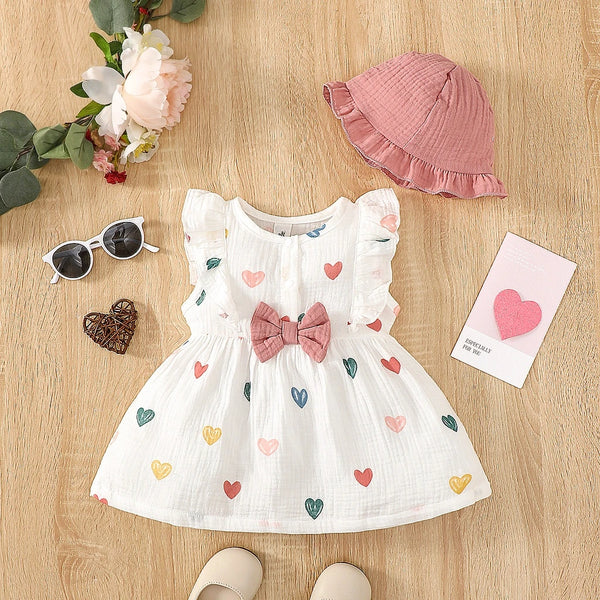 2PCS Love Print Dress Clothes Set for Newborn Baby Girls - Momchecklist