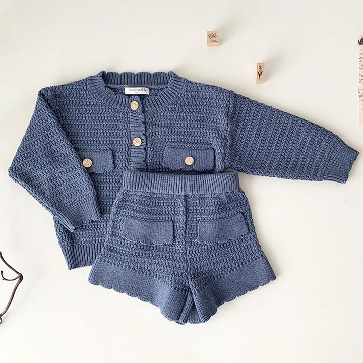 Girls Knit Suit Clothing Set -blue | momchecklist.com