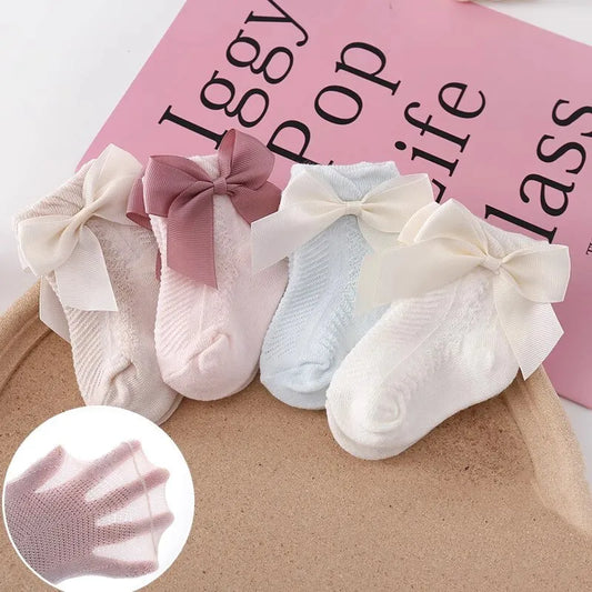 3 Pairs Summer Baby Mesh Socks Bowknot Soft Cotton Princess Baby Toddler Girls Socks