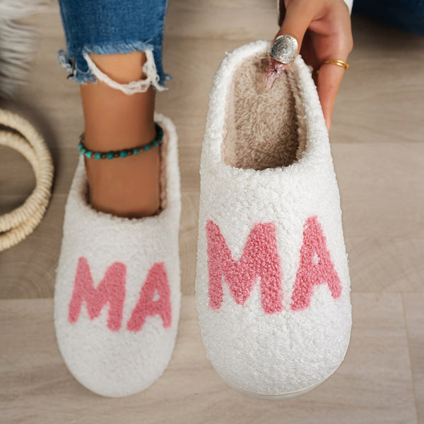 MAMA Christmas Gift Plush Cotton Slippers