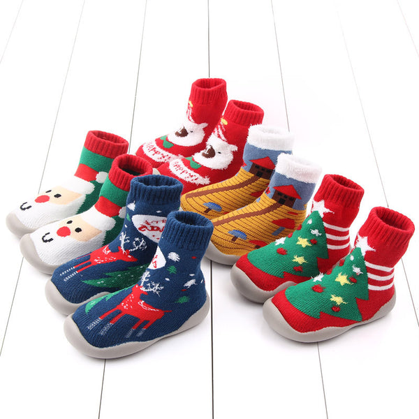 Baby Toddler Soft-soled Thickened Anti-drop Christmas Shoes